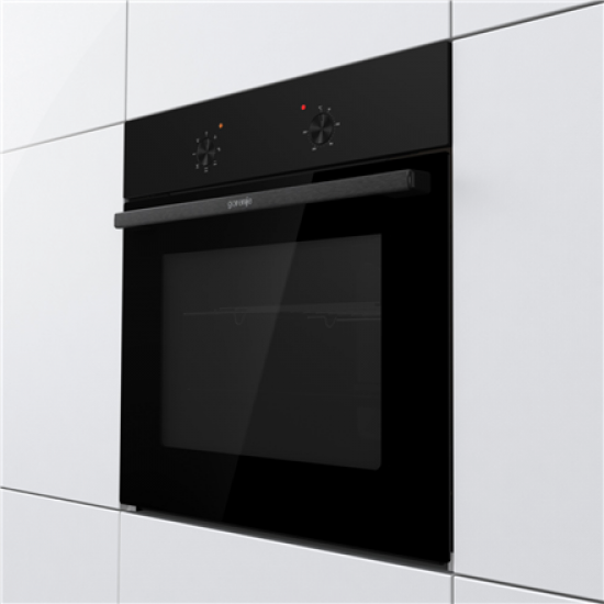 Gorenje Oven | BO6615E01B | 60 L | Electric | EnamelClean | Push pull buttons | Height 59.5 cm | Width 59.5 cm | Black