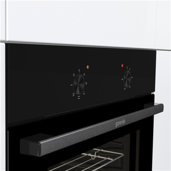 Gorenje Oven | BO6615E01B | 60 L | Electric | EnamelClean | Push pull buttons | Height 59.5 cm | Width 59.5 cm | Black