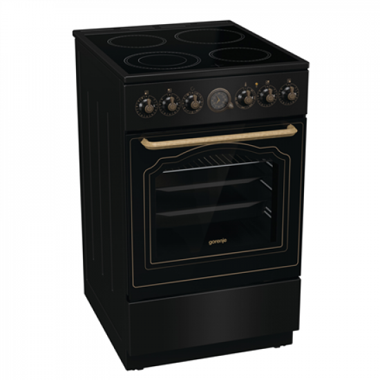 Gorenje Cooker | GECS5B70CLB | Hob type Vitroceramic | Oven type Electric | Black | Width 50 cm | Depth 59.4 cm | 70 L