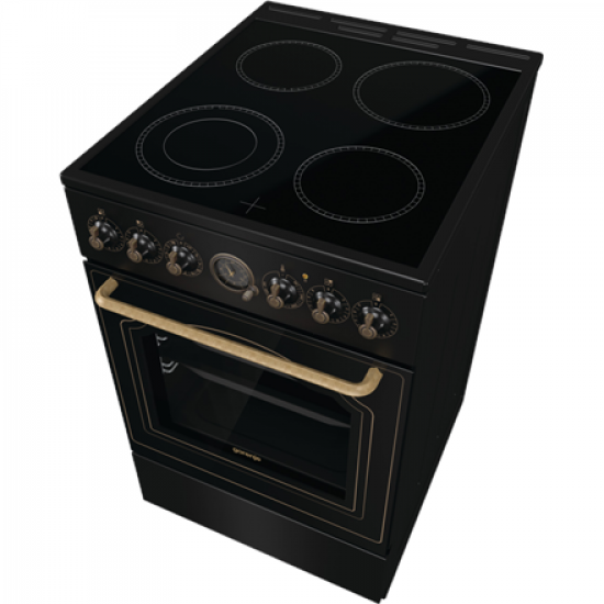 Gorenje Cooker | GECS5B70CLB | Hob type Vitroceramic | Oven type Electric | Black | Width 50 cm | Depth 59.4 cm | 70 L
