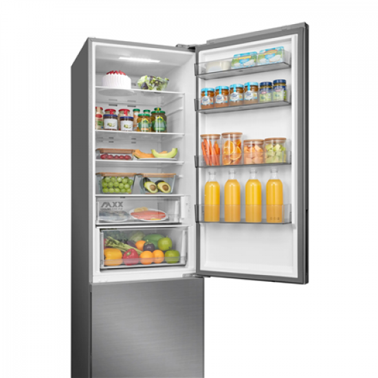 Midea Refrigerator | MDRB600MME46 | Energy efficiency class E | Free standing | Combi | Height 201 cm | No Frost system | Fridge net capacity 313 L | Freezer net capacity 130 L | Display | 35 dB | Stainless steel