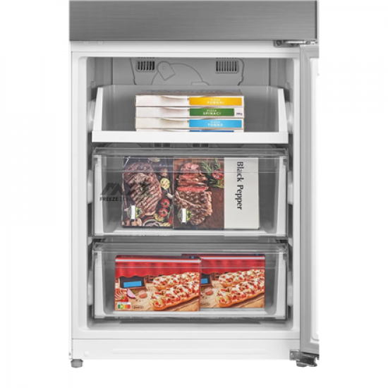 Midea Refrigerator | MDRB600MME46 | Energy efficiency class E | Free standing | Combi | Height 201 cm | No Frost system | Fridge net capacity 313 L | Freezer net capacity 130 L | Display | 35 dB | Stainless steel