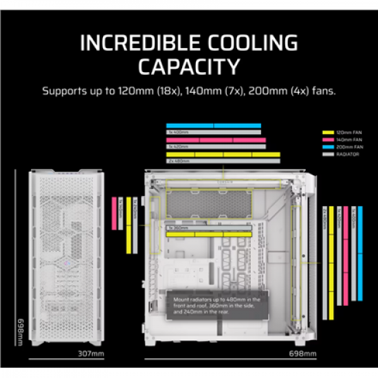 Corsair PC Case | 9000D RGB AIRFLOW Super | White | Full-Tower | Power supply included No