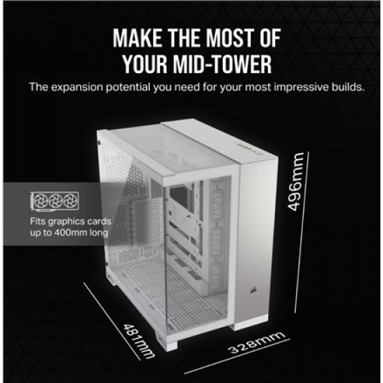 Corsair PC Case | 6500X Dual Chamber | White/Satin Gray Aluminum | Mid-Tower | Power supply included No