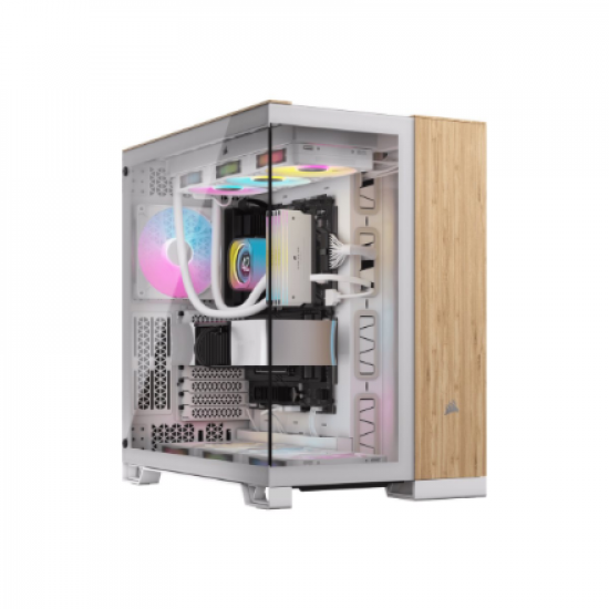 Corsair Dual Chamber PC Case | 6500X | White/Bamboo wood | Mid Tower | Power supply included No