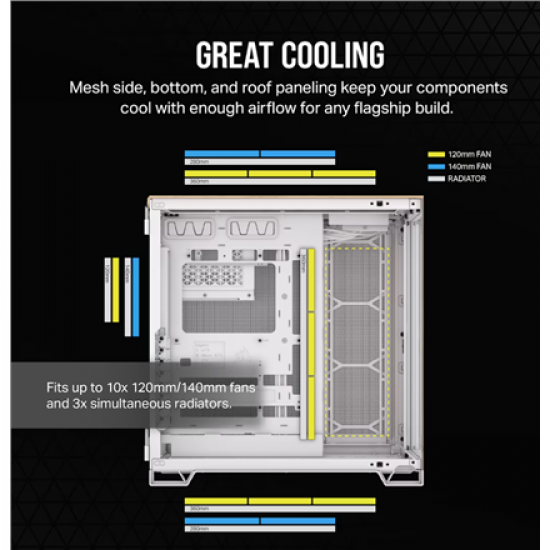 Corsair Dual Chamber PC Case | 6500X | White/Bamboo wood | Mid Tower | Power supply included No