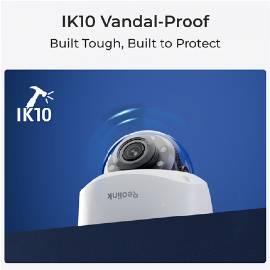 Reolink | 4K PoE IK10 Camera with 5X Optical Zoom | P437 | Dome | 8 MP | 2.7-13.5mm | IP67 | H.265 | Micro SD, Max. 256 GB
