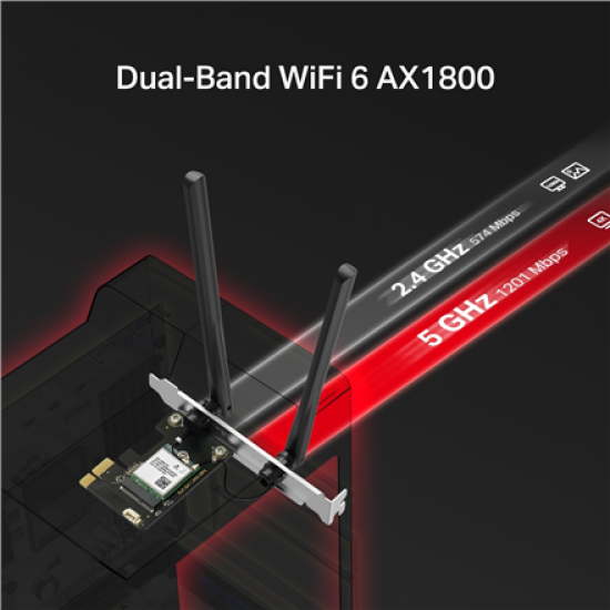 Mercusys AX1800 Wi-Fi 6 Bluetooth 5.4 PCIe Adapter | MA70XE