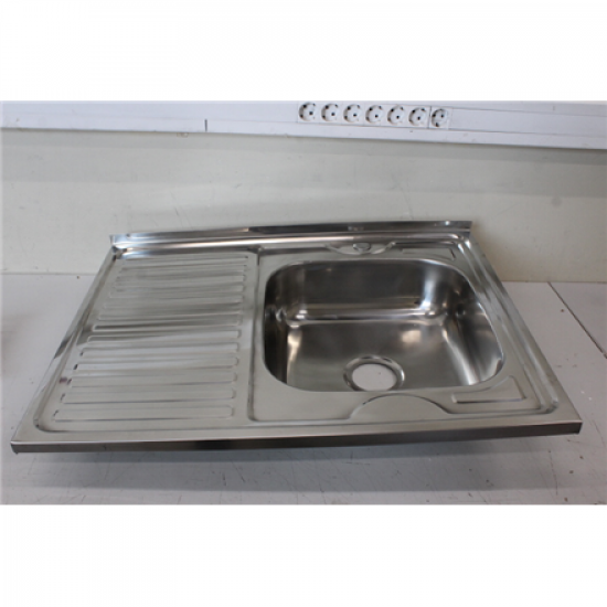 SALE OUT. Sink TREDI, top-mounted, stainless steel, with siphon set, right, 80 x 60 cm | Sourcing DENTED, SCRATCHED, MISSING SEAL RUBBER