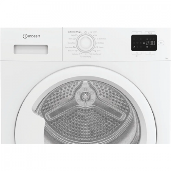 INDESIT Dryer Machine | C YSD 72D WW EE | Energy efficiency class E | Front loading | 7 kg | Heat pump | Digital | Depth 54.5 cm | White