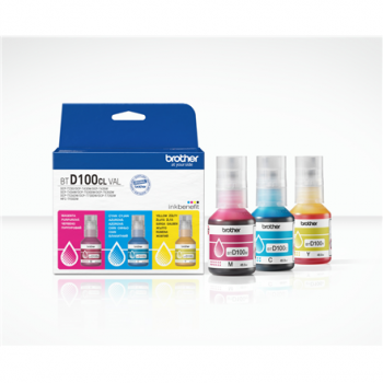 Brother BTD100CLVAL | Multipack Ink Bottles | Magenta, Cyan, Yellow