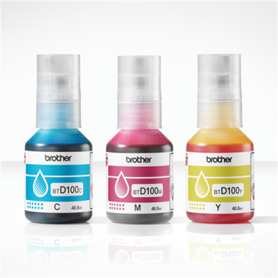Brother BTD100CLVAL | Multipack Ink Bottles | Magenta, Cyan, Yellow