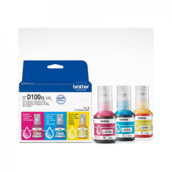 Brother BTD100CLVAL | Multipack Ink Bottles | Magenta, Cyan, Yellow
