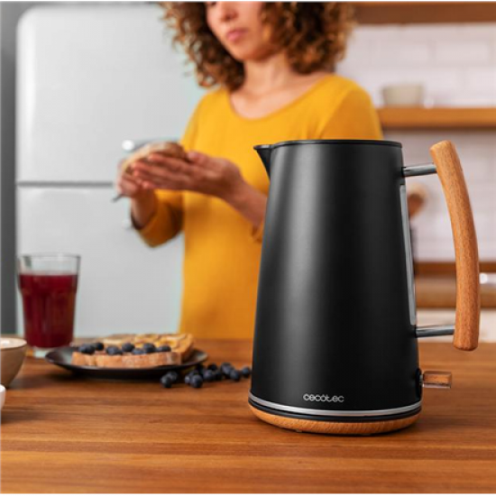 Cecotec Kettle | ThermoSense 400 | Electric | 3000 W | 1.7 L | Stainless steel/BPA | 360° rotational base | Black Woody