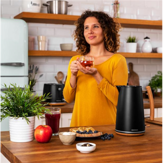Cecotec Kettle | ThermoSense 400 | Electric | 3000 W | 1.7 L | Stainless steel/BPA | 360° rotational base | Black Woody