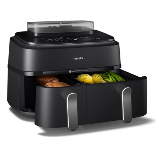 Philips | Dual Basket Airfryer | NA551/00 5000 Series | Power 2750 W | Capacity 9 L | RapidAir Plus and Air Steam | Black
