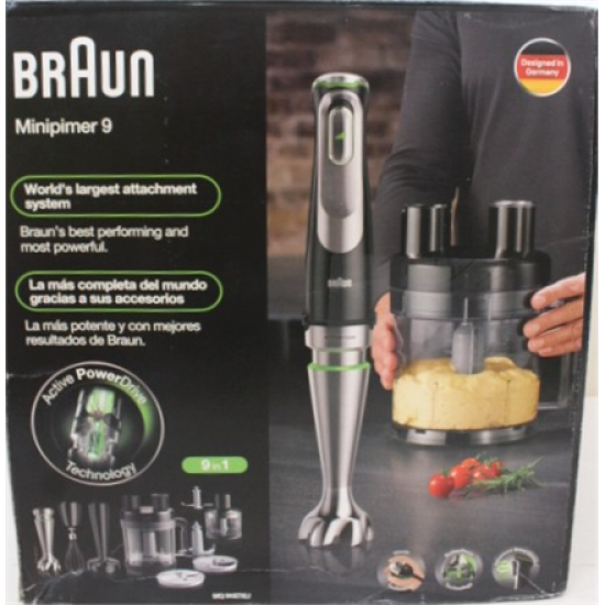 SALE OUT. | Braun | Hand Blender | MultiQuick 9 MQ9187XLI | Hand Blender | 1200 W | Black/Stainless Steel | DAMAGED PACKAGING, CRACHED CONTAINER (2L), SCRATCHED BLENDER JAR