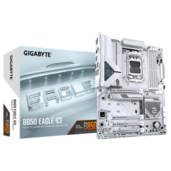 Gigabyte B850 EAGLE ICE | Processor family AMD | Processor socket AM5 | DDR5 | Supported hard disk drive interfaces SATA, M.2 | Number of SATA connectors 4