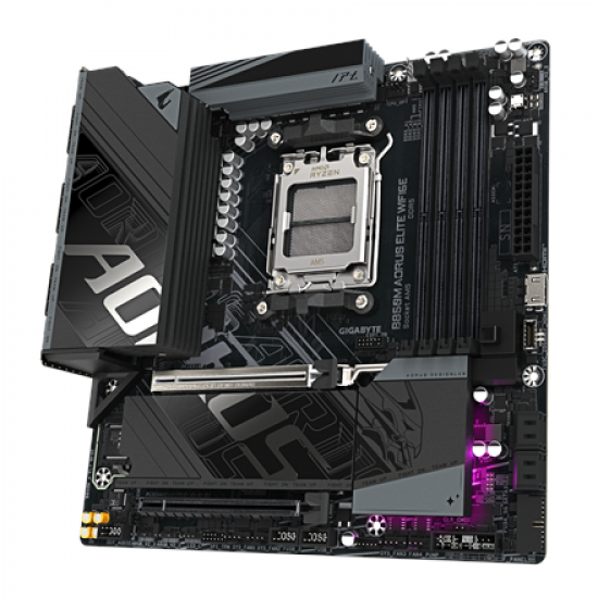 Gigabyte B850M A ELT WF6E | Processor family AMD | Processor socket AM5 | DDR5 | Supported hard disk drive interfaces SATA, M.2 | Number of SATA connectors 4