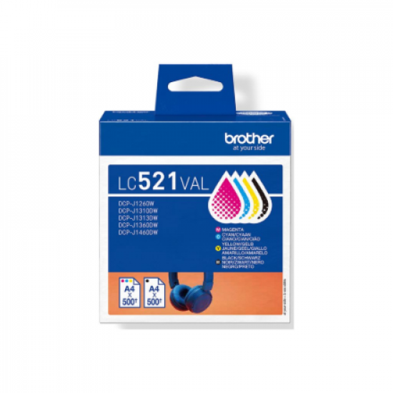 Brother LC521VAL | Ink Cartridge | Black, Cyan, Magenta,Yellow