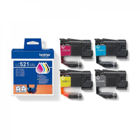 Brother LC521VAL | Ink Cartridge | Black, Cyan, Magenta,Yellow