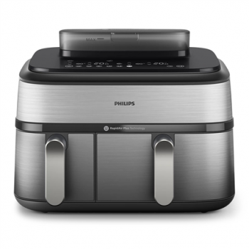 Philips Dual Basket Airfryer | NA555/00 5000 series | Power 2750 W | Capacity 9 L | RapidAir Plus | Silver