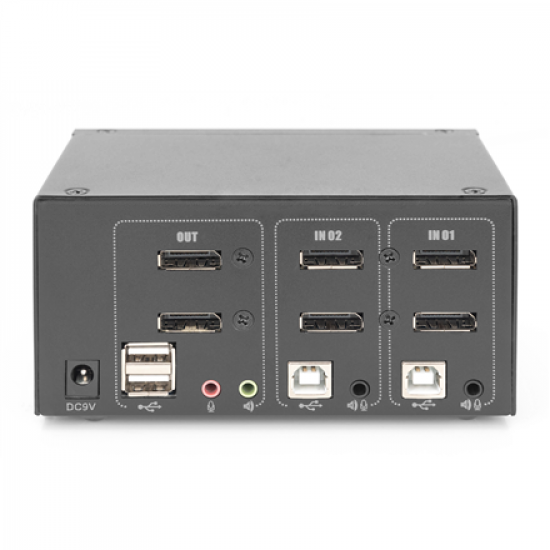 Digitus KVM Switch, 2-Port, Dual Display, 4K, DisplayPort | DS-12862