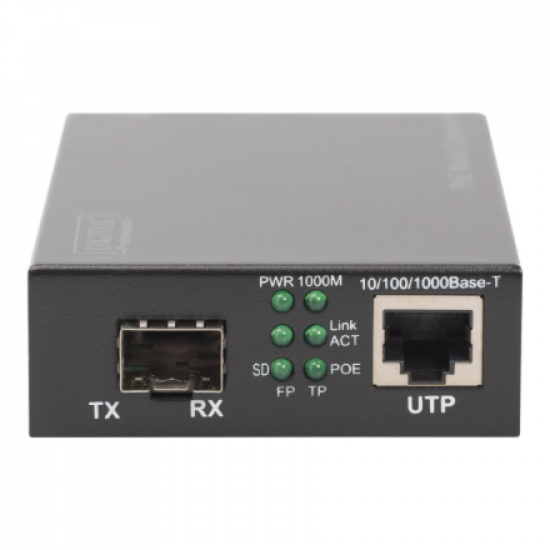 DIGITUS Gigabit Ethernet PoE+ Media Converter, SFP