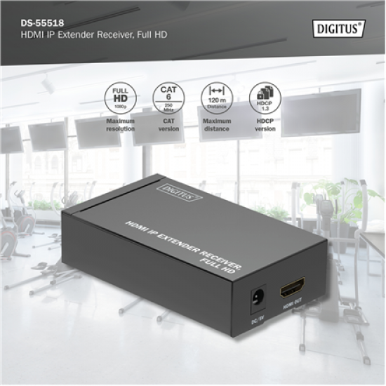 Digitus | HDMI IP Extender Receiver, Full HD | DS-55518