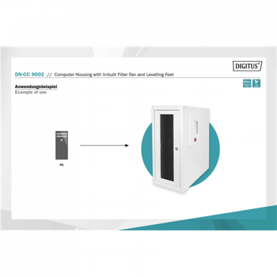 Digitus Computer housing with in-built filter fan and levelling feet | DN-CC 9002 | Light grey
