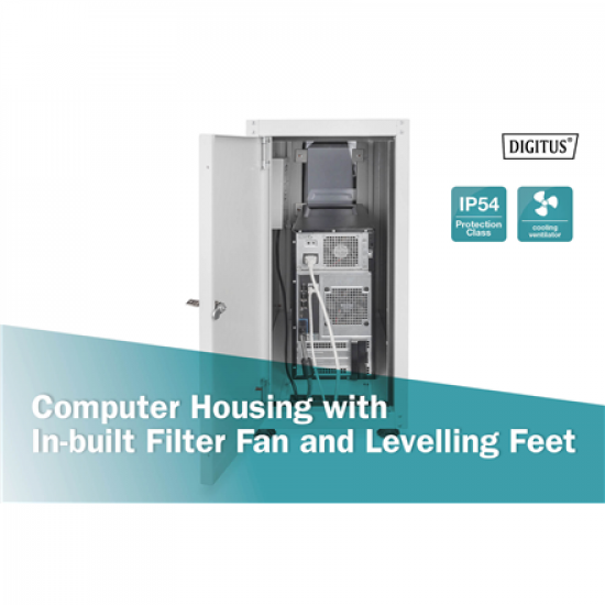 Digitus Computer housing with in-built filter fan and levelling feet | DN-CC 9002 | Light grey