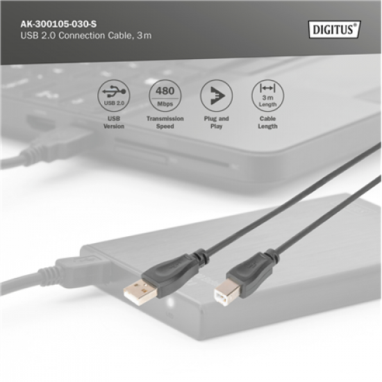 Digitus USB 2.0 Connection Cable | AK-300105-030-S