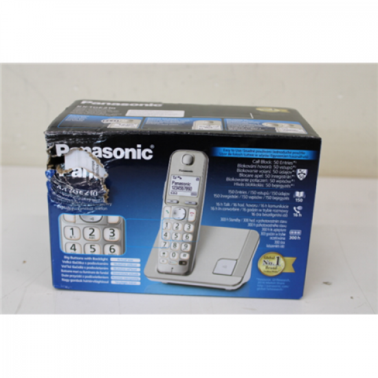SALE OUT. SALE OUT. Panasonic | Cordless | KX-TGE210FXN | Built-in display | Caller ID | Champagne | Conference call | Phonebook capacity 150 entries | Speakerphone | DAMAGED PACKAGING