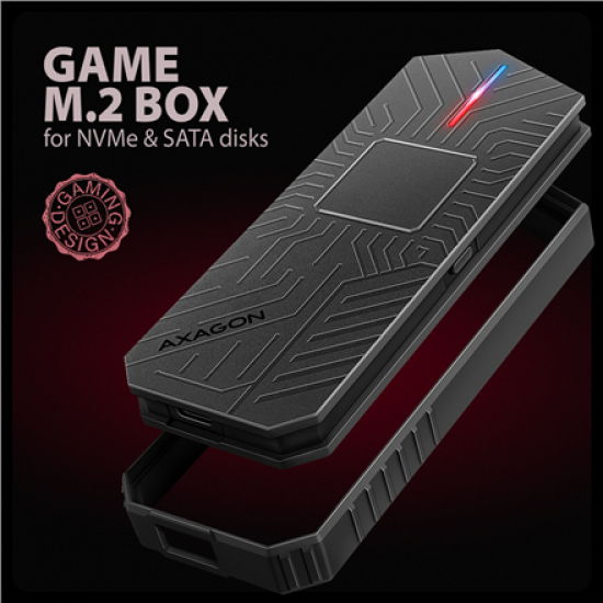 AXAGON USB-C 10Gbps - M.2 NVMe and SATA SSD GAME M.2 box | EEM2-GAM