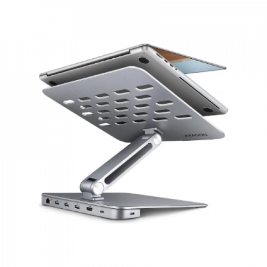 AXAGON Desk Mount | HMC-STND USB-C 5Gbps Stand and Hub 7in1 | Adjustable Height, Tilt | 10-16 