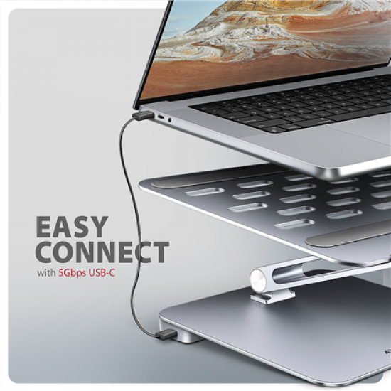 AXAGON Desk Mount | HMC-STND USB-C 5Gbps Stand and Hub 7in1 | Adjustable Height, Tilt | 10-16 