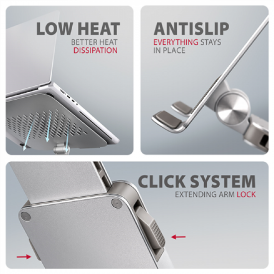 AXAGON Desk Mount | STND-LR stand with 360° rotation for laptops and tablets | Adjustable Height, Angle | 10-17.3 