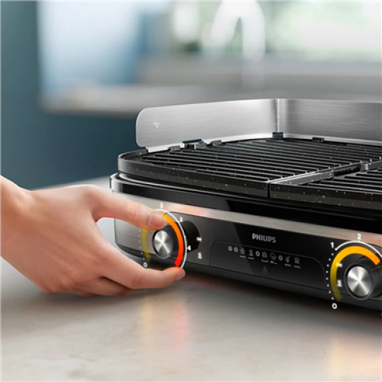 Philips HD6222/90 Table Grill, Black/Stainless Steel | Philips