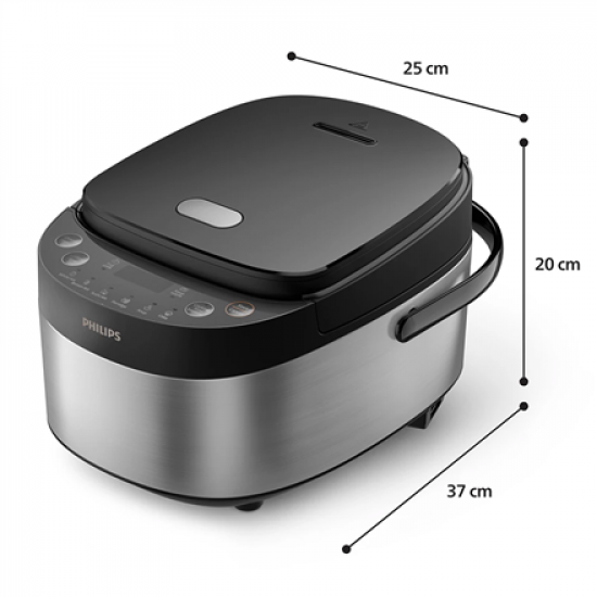 Philips Mini rice cooker | HD3093/80 3000 series | 600 W | 0.85 L | Number of programs 8 | Black/Stainless Steel