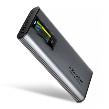 AXAGON External USB-C 10Gbps metal box with info display for M.2 NVMe and SATA SSD | EEM2-SD2