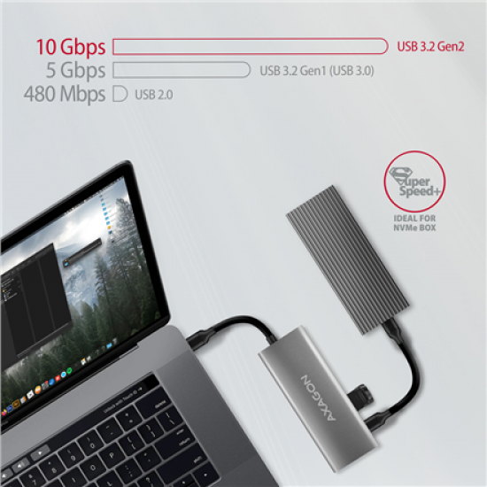 AXAGON Multi-port USB-C 10Gbps hub, 13cm | HMC-5G21