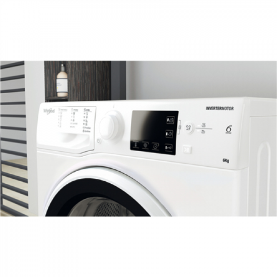 Whirlpool Washing machine | WRBSB 6249 W EU | Energy efficiency class C | Front loading | Washing capacity 6 kg | 1200 RPM | Depth 43 cm | Width 60 cm | LED | White