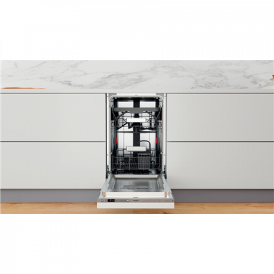 Whirlpool Dishwasher | WSIO 3T223 PCE X | Built-in | Width 45 cm | Number of place settings 10 | Number of programs 7 | Energy efficiency class E | Display | Inox