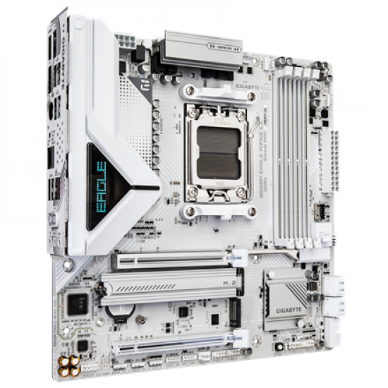Gigabyte B850M EAGLE WF6E ICE | Processor family AMD | Processor socket AM5 | DDR5 | Supported hard disk drive interfaces SATA, M.2 | Number of SATA connectors 4