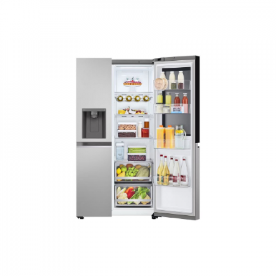 LG Refrigerator | GSGV81PYLL | Energy efficiency class E | Free standing | Side by side | Height 179 cm | Fridge net capacity 416 L | Freezer net capacity 219 L | Display | 36 dB | Silver