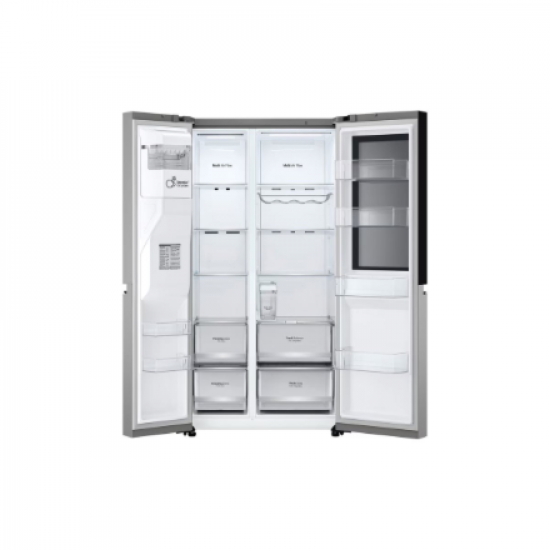 LG Refrigerator | GSGV81PYLL | Energy efficiency class E | Free standing | Side by side | Height 179 cm | Fridge net capacity 416 L | Freezer net capacity 219 L | Display | 36 dB | Silver