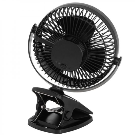 Adler Rechargeable Clip-on Desk Fan | AD 7342 | Table Fan | Black | Diameter 15.5 cm | Number of speeds 3 | Oscillation | 5 W