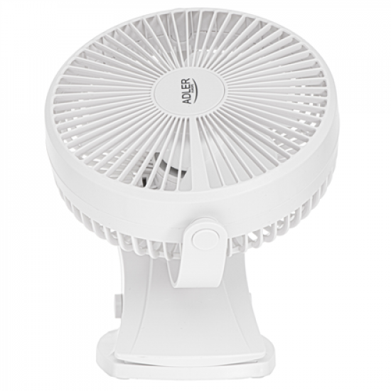 Adler Rechargeable Clip-on Desk Fan | AD 7342 | Table Fan | White | Diameter 15.5 cm | Number of speeds 3 | Oscillation | 5 W