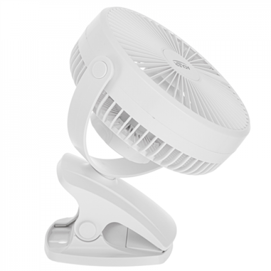 Adler Rechargeable Clip-on Desk Fan | AD 7342 | Table Fan | White | Diameter 15.5 cm | Number of speeds 3 | Oscillation | 5 W