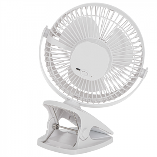 Adler Rechargeable Clip-on Desk Fan | AD 7342 | Table Fan | White | Diameter 15.5 cm | Number of speeds 3 | Oscillation | 5 W